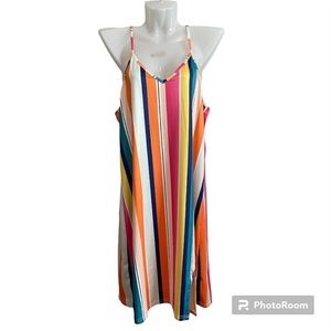 Multi-color spaghetti strap casual dress